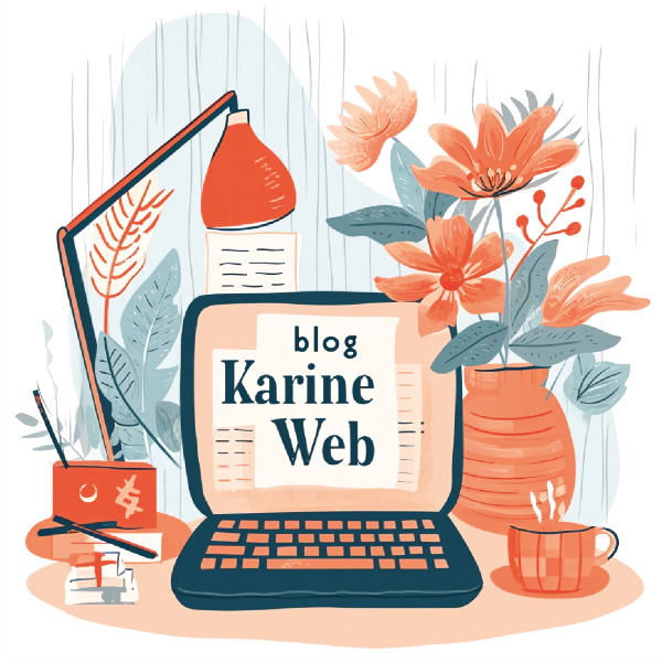 Ordinateur avec écrit sur l'écran : Blog Karine Web